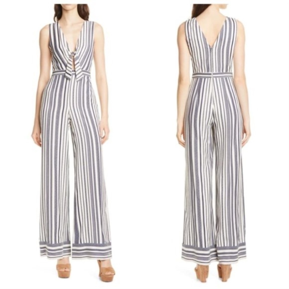 NEW Alice + Olivia Striped High Waisted Cutout Wide Leg Jumpsuit